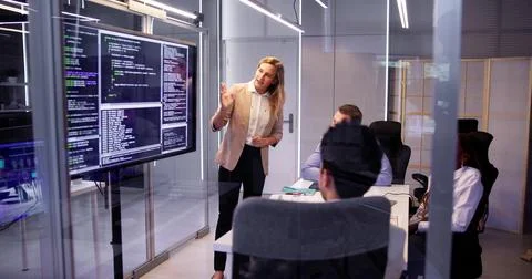 Developer Programmer Team Meeting Stockfoto's