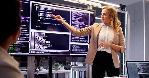 Developer Programmer Team Meeting Stockfoto's