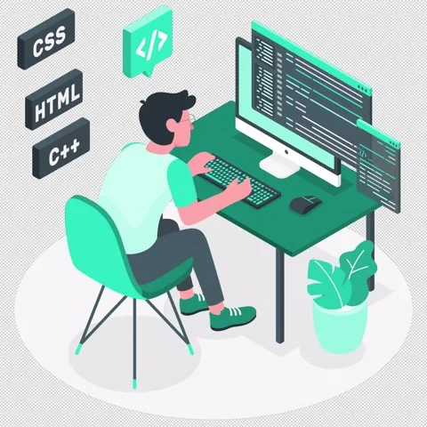 Developer programming and coding technology.alpha channel Stock Footage 296030572