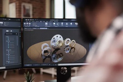 Developer prototyping machinery product on computer Foto stock