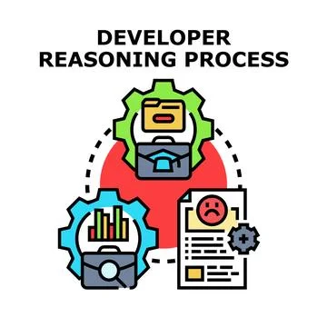 Developer reasoning process creating and fixing software bugs 库存插图