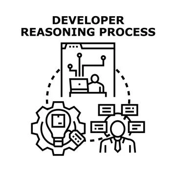 Developer reasoning process creating digital solutions 库存插图