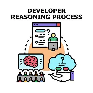 Developer reasoning process, problem solving, and solution concept Illustration