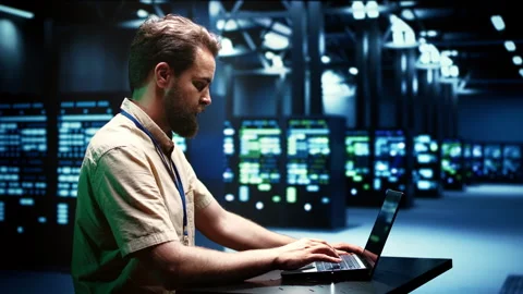 Developer running server diagnostic test Stock Footage 248096271