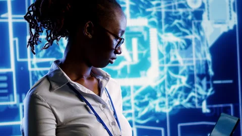 Developer runs code in AI center Stock Footage 249022162