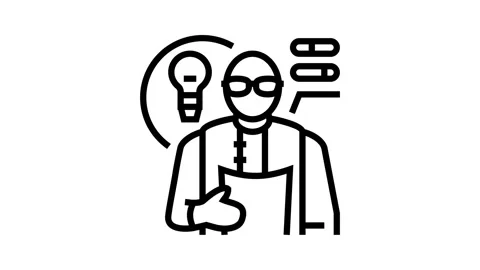 Developer scientist worker line icon animation Video stock 326134923