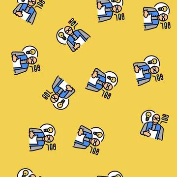 Developer scientist worker vector seamless pattern イラスト素材