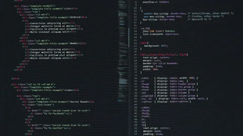 Developer software source code on monitor screen. writing script of software Stock Footage 159641890