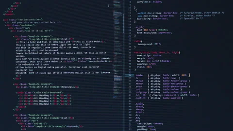 Developer software source code on monitor screen. writing script of software Stock Footage 159642083