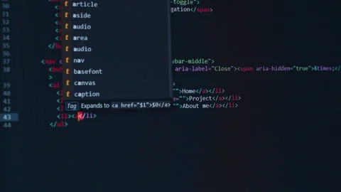 Developer software source code on monitor screen. writing script of software Stock Footage 159642744