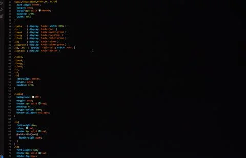Developer software source code on monitor screen. writing script of software 库存照片