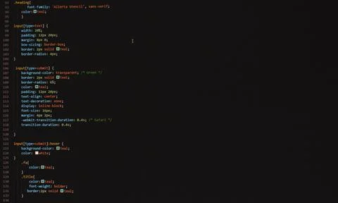 Developer software source code on monitor screen. writing script of software Stock Photos