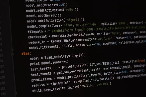Developer software source code on monitor screen. writing script of software Foto stock