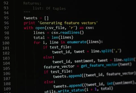 Developer software source code on monitor screen. writing script of software Foto stock