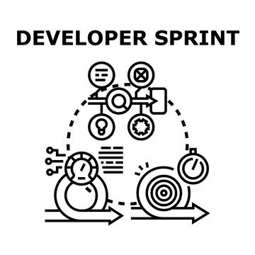 Developer sprint concept illustrating an agile project management workflow, i Stock Illustration