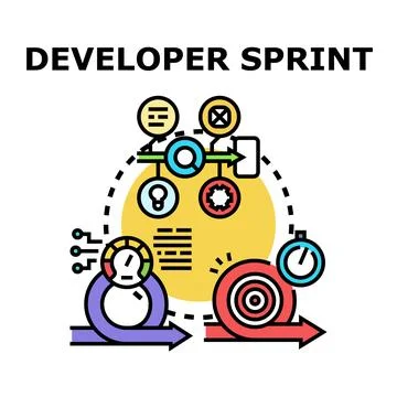 Developer sprint project management methodology process illustrating agile .. Illustrazione stock