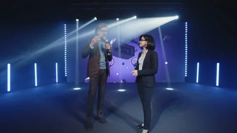 The developer talking about virtual reality device Stock Footage 169716338