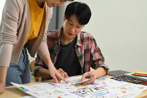 Developer team working on development project for mobile application at creative Stock Photos