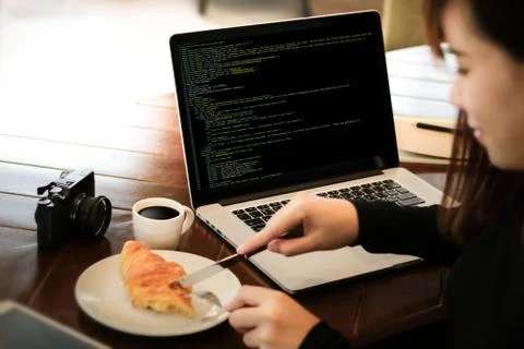 "Developer Team Working Laptop Computer Mobile Application Softwareand Web .. Stock Photos