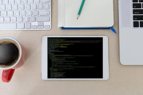 Developer Team Working Laptop Computer Mobile Application Softwareand Web Des Stock Photos