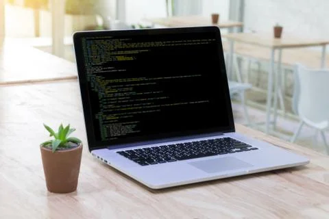 Developer Team Working Laptop Computer Mobile Application Softwareand Web Des Stockfoto's