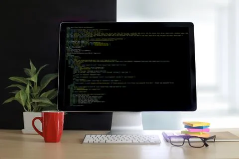 Developer Team Working Laptop Computer Mobile Application Softwareand Web Des Stock Photos