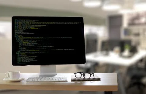 Developer Team Working Laptop Computer Mobile Application Softwareand Web Des Foto stock