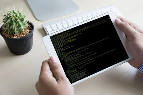 Developer Team Working Laptop Computer Mobile Application Softwareand Web Des Stock Photos