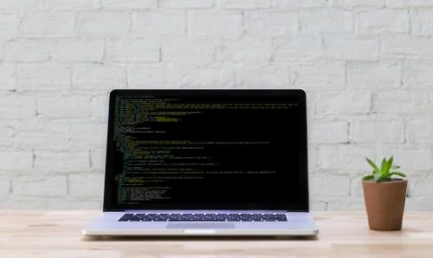 Developer Team Working Laptop Computer Mobile Application Softwareand Web Des Foto stock