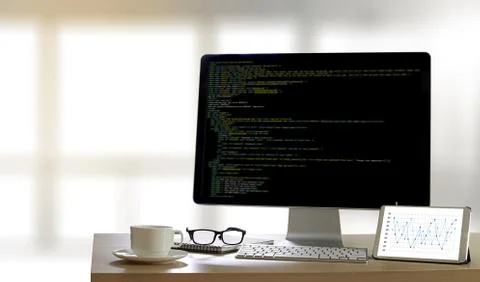 Developer Team Working Laptop Computer Mobile Application Softwareand Web Des Stock Photos