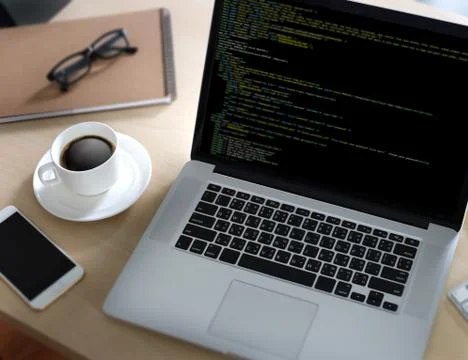 Developer Team Working Laptop Computer Mobile Application Softwareand Web Des Stock Photos