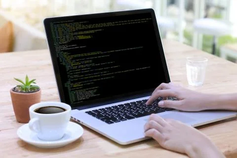 Developer Team Working Laptop Computer Mobile Application Softwareand Web Des Stock Photos