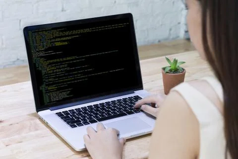 Developer Team Working Laptop Computer Mobile Application Softwareand Web Des 스톡 사진