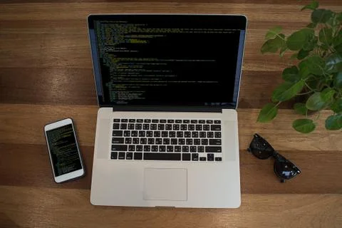 Developer Team Working Laptop Computer Mobile Application Softwareand Web Des Stock Photos