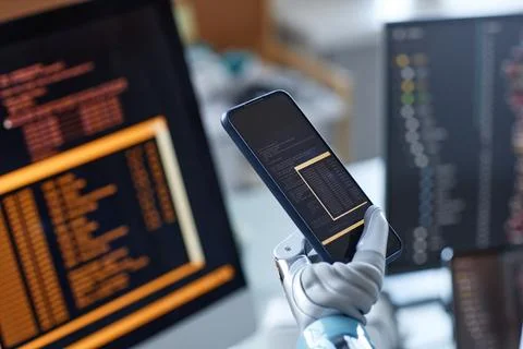 Developer Testing Mobile App Stockfoto's