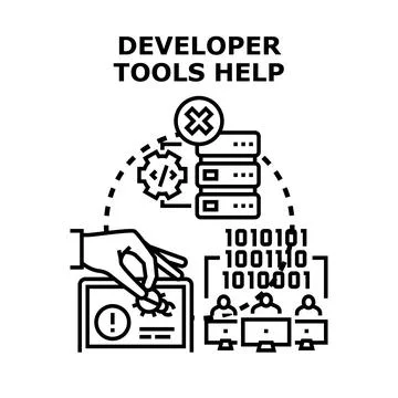 Developer tools helping fix software bugs and system errors Illustrazione stock