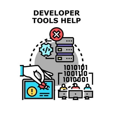 Developer tools helping fix software bugs and system errors Stock Illustration