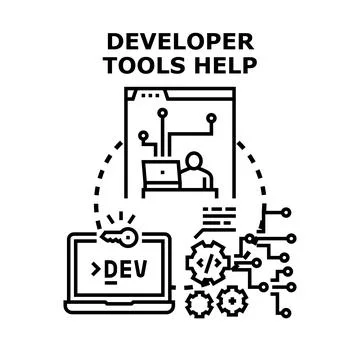 Developer tools providing help and programming support Stockillustratie