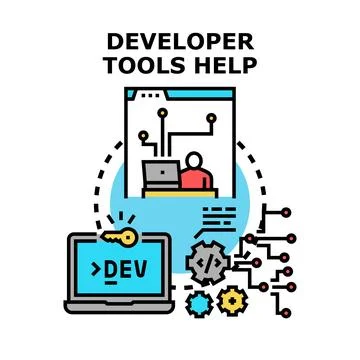 Developer tools providing help and programming support Stock Illustration