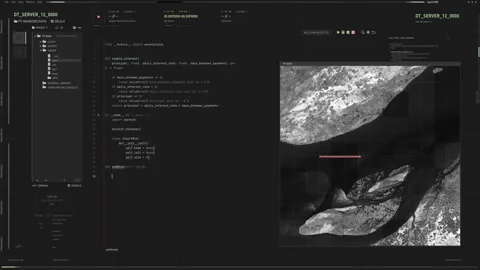 Developer Typing Code To Create Program For Satellite Surveillance Control Stock Footage 287489357