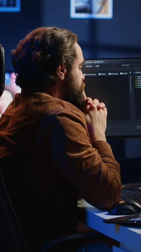 Developer typing code in home office to develop software application Stock Footage 264511900