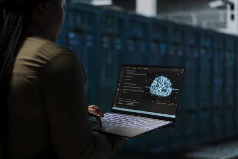 Developer uses AI neural network to do checkup on data center electronics Stock Photos