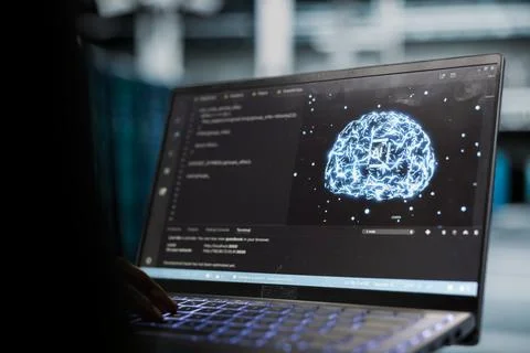 Developer uses AI technology to do checkup on data center electronics 写真素材