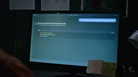 Developer Using Code Assistant for Web Programming on Screen 스톡 동영상 348361494