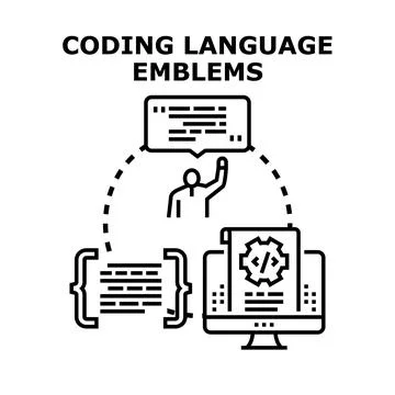 Developer using coding language for software creation 스톡 일러스트