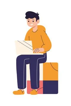 Developer using laptop Stockillustratie
