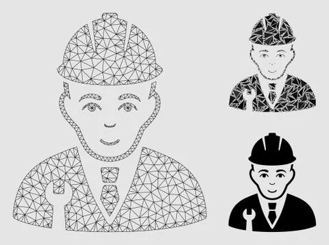 Developer Vector Mesh 2D Model and Triangle Mosaic Icon イラスト素材