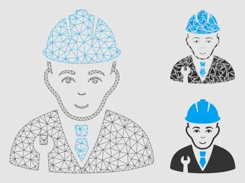 Developer Vector Mesh 2D Model and Triangle Mosaic Icon Stockillustratie