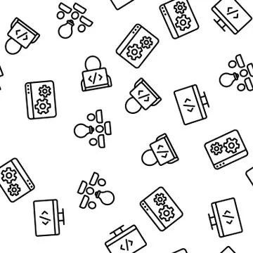 Developer Vector Seamless Pattern 스톡 일러스트