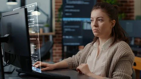 Developer visualizing code with AR 스톡 사진